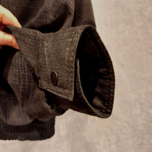 Byrnes & Baker Leather jacket Womens L black snakeskin pattern asymmetrical hips - Picture 14 of 16